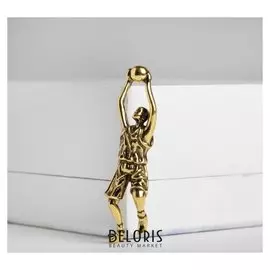 Брошь "Баскетболист", цвет чернёного золота