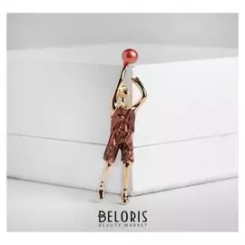 Брошь "Баскетболист", цвет коричневый в золоте