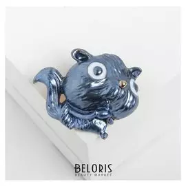 Брошь "Бельчонок" смешной, цвет чёрно-синий в золоте