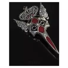 Брошь "Бригелла", цвет красно-чёрный в чернёном серебре