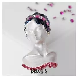 Брошь "Бюст" женский, цвет чёрно-розовый в серебре