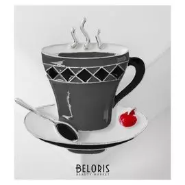 Брошь "Чашка чая", цвет серо-чёрный в серебре