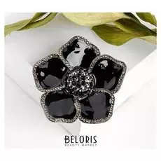 Брошь "Цветение" весны, цвет серый в серебре