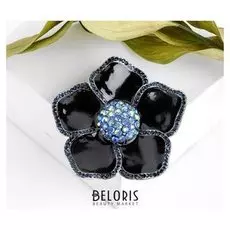 Брошь "Цветение" весны, цвет синий в серебре