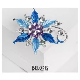 Брошь "Цветочек" сказочный, цветная в серебре
