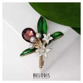 Брошь "Цветочный букет" яркий, цветная в золоте