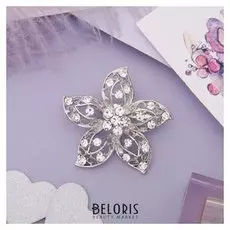 Брошь "Цветок", цвет белый в серебре