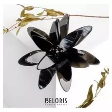 Брошь "Цветок" голд, цвет чёрный в золоте
