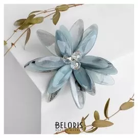 Брошь "Цветок" голд, цвет серый в золоте