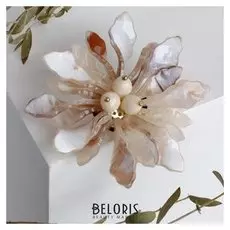 Брошь "Цветок" грей, цвет бежевый в золоте