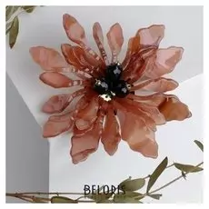 Брошь "Цветок" грей, цвет розовый в золоте