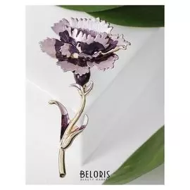 Брошь "Цветок" гвоздика, цвет фиолетовый в золоте
