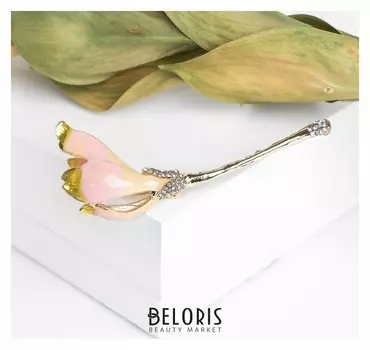 Брошь "Цветок" ирис, цвет бежевый в золоте