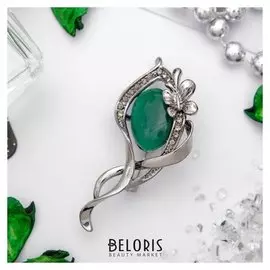 Брошь "Цветок" калла, цвет темно-зеленый в сером металле