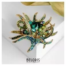 Брошь "Цветок" лилия, цвет зелёный в золоте