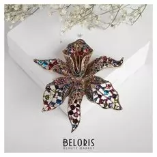 Брошь "Цветок" лилия королевская, цветная в чернёном золоте