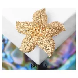 Брошь "Цветок морская звезда", цвет золото