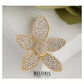 Брошь "Цветок-ромашка", цвет белый в золоте