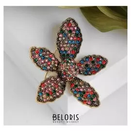 Брошь "Цветок-ромашка", цветная в чернёном золоте