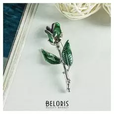 Брошь "Цветок" тюльпан, цветная в серебре