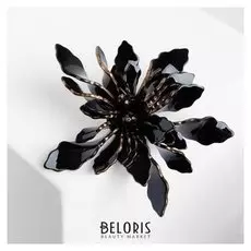 Брошь "Цветок" волны, цвет чёрный с золотым