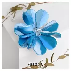 Брошь "Цветок" зефирка, цвет голубой