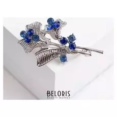 Брошь "Цветы" незабудок букет, цвет сине-голубой в серебре