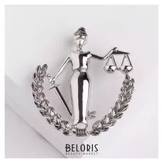Брошь "Фемида" богиня правосудия, цвет серебро