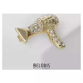 Брошь "Фен", цвет белый в золоте