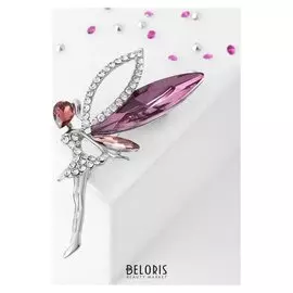 Брошь "Фея", цвет бело-фиолетовый в серебре