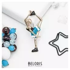 Брошь "Фигуристка", цветная в золоте