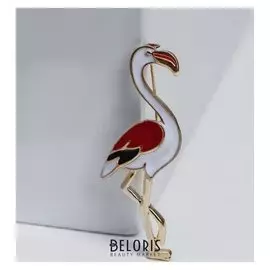 Брошь "Фламинго", цветная в золоте