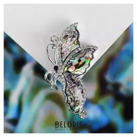 Брошь "Галиотис" бабочка со сложенными крылышками, в серебре