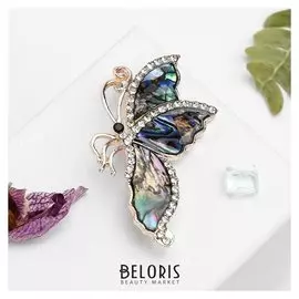 Брошь "Галиотис" бабочка со сложенными крылышками, в розовом золоте