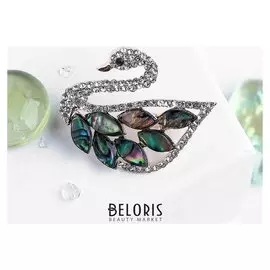 Брошь "Галиотис" лебедь, в розовом золоте