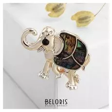 Брошь "Галиотис" слон, индийский, в розовом золоте