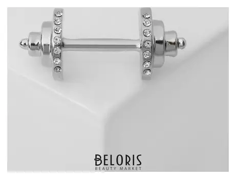 Брошь "Гантели", цвет серебро