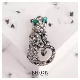 Брошь "Гепард" охотник, цветная в серебре