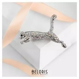 Брошь "Гепард" в прыжке, цвет радужный в серебре