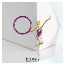Брошь "Гимнастка" акробатический элемент, цвет фиолетовый в золоте