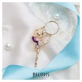 Брошь "Гимнастка" с хулахупом, цвет фиолетовый в золоте