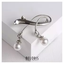 Брошь "Горошинки", цвет белый в серебре