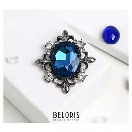 Брошь "Графские лилии", цвет морской в сером металле