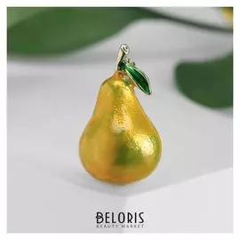 Брошь "Груша" наливная, цвет жёлто-зелёный в золоте