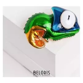 Брошь "Хамелеончик", цвет сине-зелёный с золотым в золоте