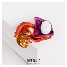 Брошь "Хамелеончик", цветной в золоте