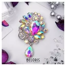 Брошь "Императрица" сияние, цвет радужный в серебре