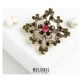 Брошь "Искра", цветная в черненом золоте
