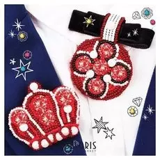 Брошь из фетра, вышивка бисером "Корона и орден", 2 шт.