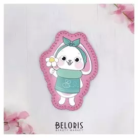 Брошь из фетра «Зайка с цветочком», с термонаклейкой и перфорацией